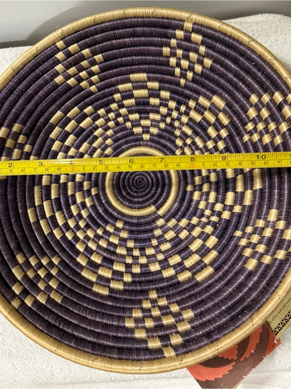 Handwoven Round Decorative Basket - Purple & Gold - Picture 3 of 3